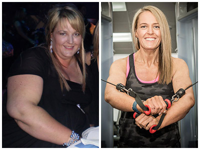 before and after images of sarah who lost 83 kg