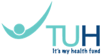 Logo for the TUH health fund with the slogan: it's my health fund