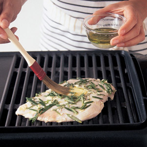 grilling the chicken breast on one side