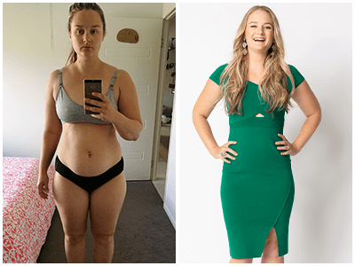 before and after photos of melissa who lost 17 kg with the CSIRO Total Wellbeing Diet