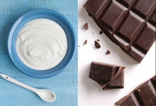 Greek yoghurt and dark chocolate.