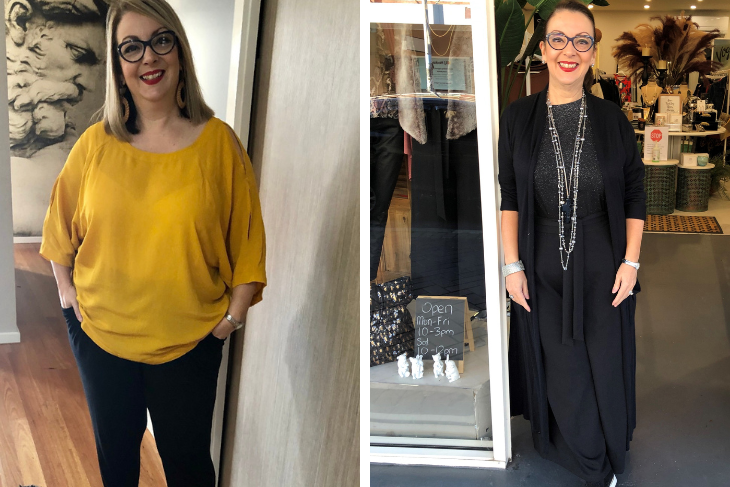 A before and after image of Janice