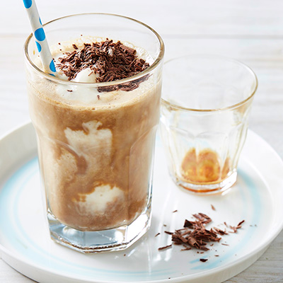 Simple chocolate shake with chocolate sprinkles on top