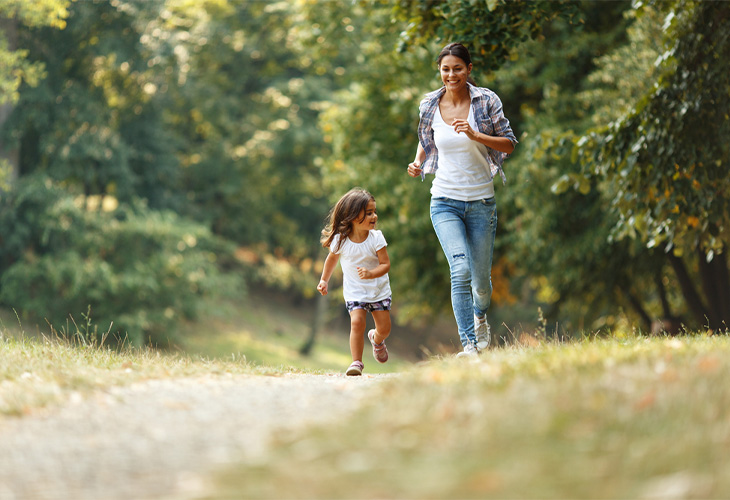 Mum and daughter running