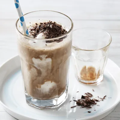 Glass of espresso protein shake